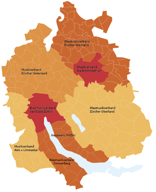 Karte des Kantons Zürich mit eingezeichneten Regionalverbänden